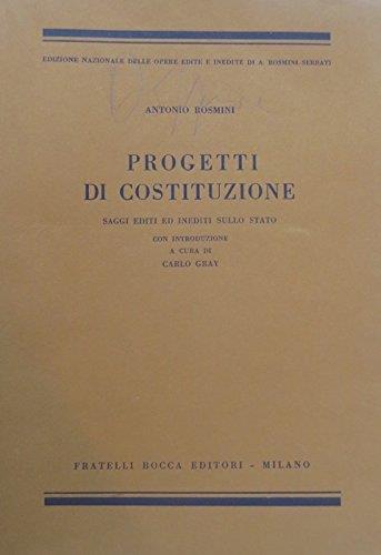 Progetti Di Costituzione - Saggi Editi Ed Inediti Sullo Stato - Antonio Rosmini - copertina