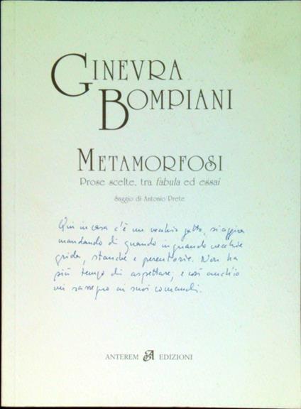 Metamorfosi : prose scelte, tra fabula ed essai - Ginevra Bompiani - copertina