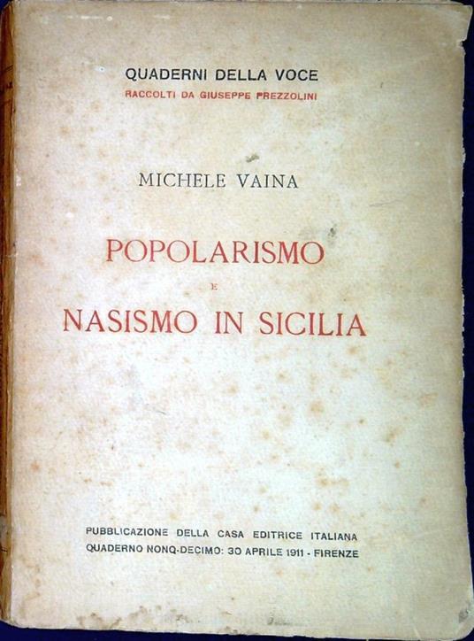 Popolarismo e nasismo in Sicilia - Michele Vaina - copertina