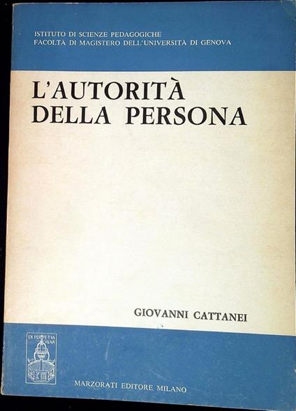 L' autorità della persona - Giovanni Cattanei - copertina