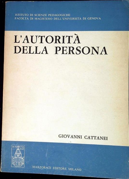 L' autorità della persona - Giovanni Cattanei - copertina