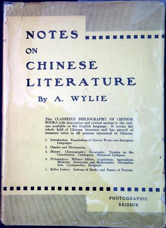 Notes on Chinese literature : with introductory remarks on the progressive advancement of the art and a list of translations from the Chinese, into various european languages - copertina