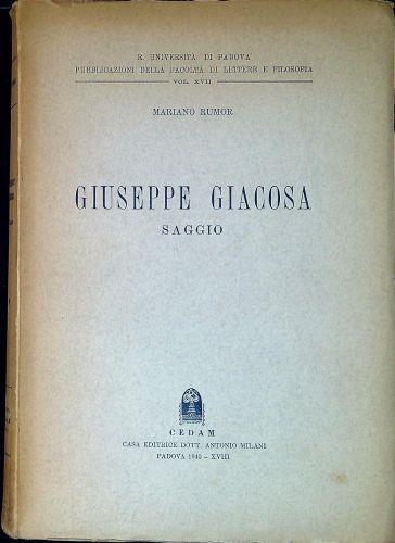 Giuseppe Giacosa : saggio - Mariano Rumor - copertina