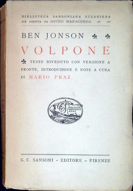 Volpone - Ben Jonson - copertina