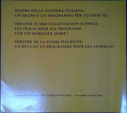 Teatro della Svizzera Italiana: un sogno o un programma per gli anni 70? - copertina