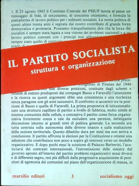 Il partito socialista : struttura e organizzazione : atti della conferenza nazionale di organizzazione, Firenze, 6-9 febbraio 1975 - copertina