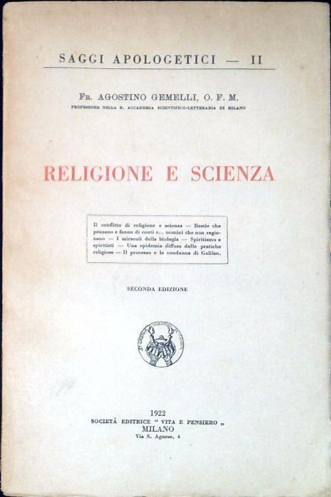Religione e scienza - Agostino Gemelli - copertina