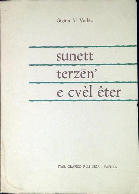 Sunett, terzen' e cvel eter - Luigi Montroni - copertina