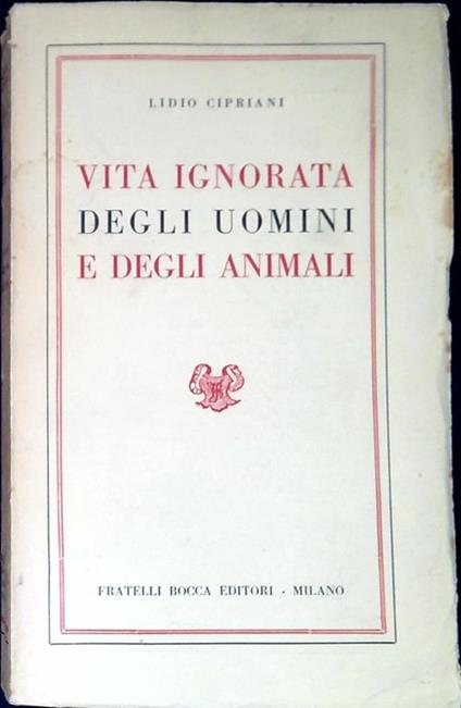 Vita ignorata degli uomini e degli animali - copertina