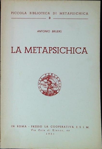 La metapsichica - Antonio Bruers - copertina