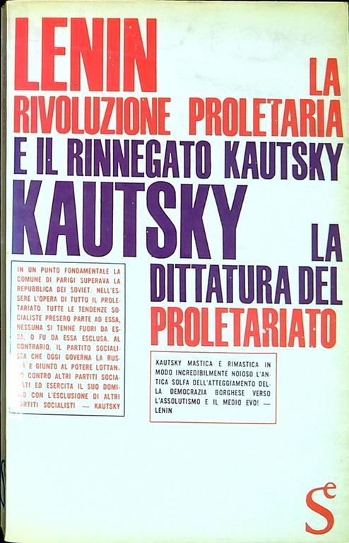 La dittatura del proletariato Karl Kautsky . La rivoluzione proletaria e il rinnegato Kautsky - copertina