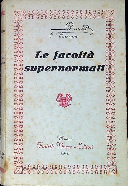 Le facoltà supernormali - Ernesto Bozzano - copertina