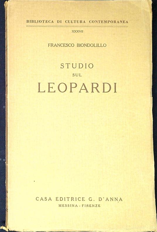 Studio sul Leopardi - Francesco Biondolillo - copertina
