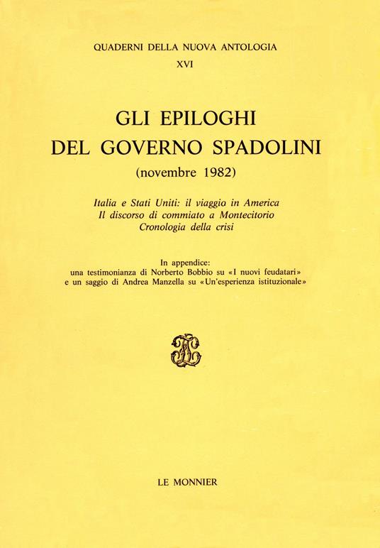 Gli epiloghi del governo Spadolini (novembre 1982) - copertina