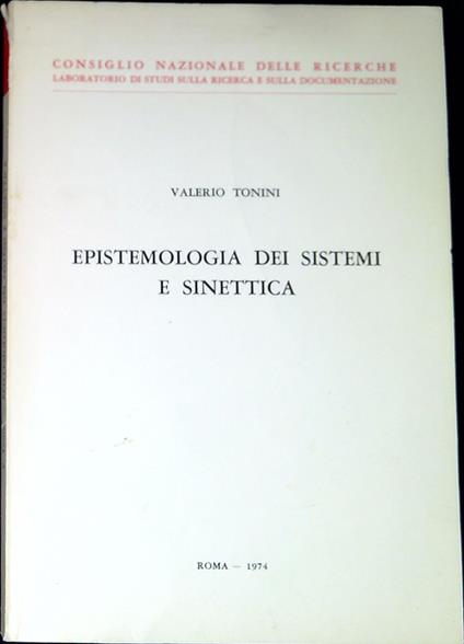 Epistemologia dei sistemi e sinettica - Valerio Tonini - copertina