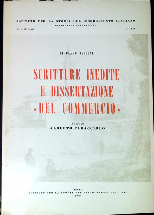 Scritture inedite e dissertazione 'Del commercio' - copertina