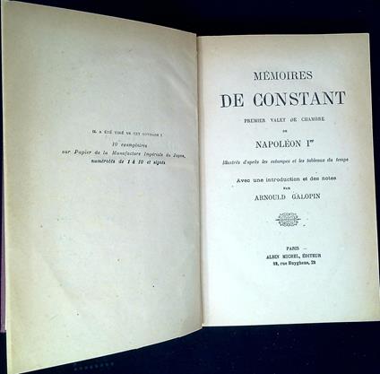 MÃ©moires de Constant, premier valet de chambre de NapolÃ©on I - copertina