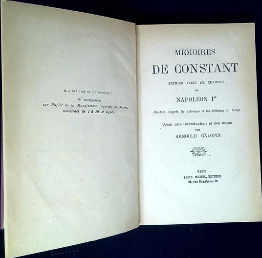 MÃ©moires de Constant, premier valet de chambre de NapolÃ©on I - copertina