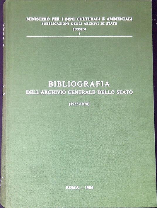 Bibliografia dell'Archivio centrale dello Stato : 1953-1978 - copertina