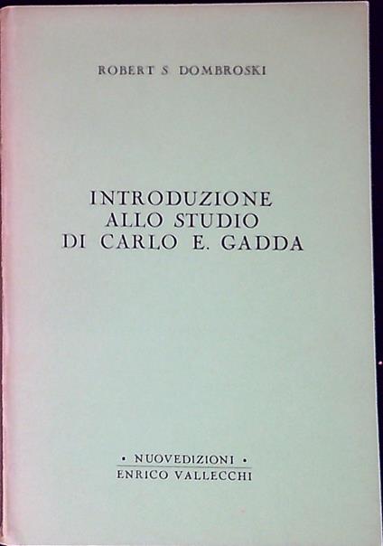 Introduzione allo studio di Carlo E. Gadda - copertina