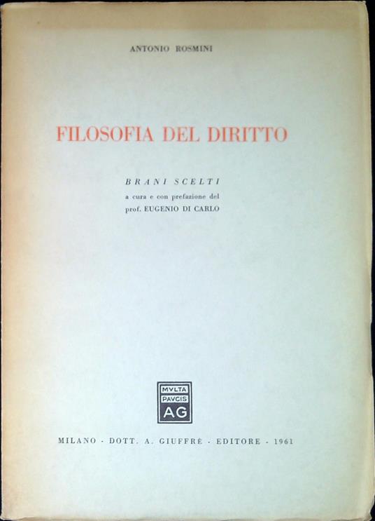 Filosofia del diritto : brani scelti - copertina