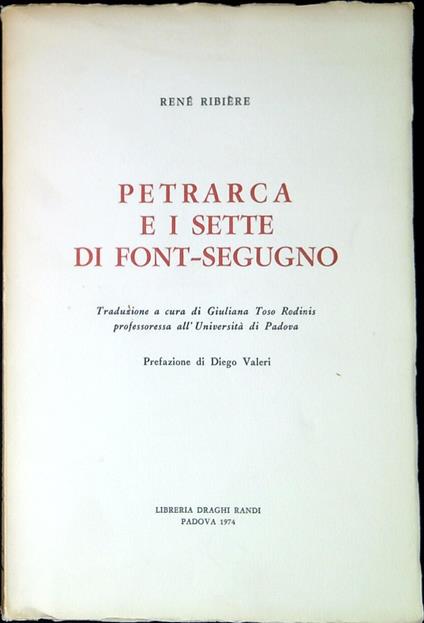 Petrarca e i sette di Font-Segugno - copertina