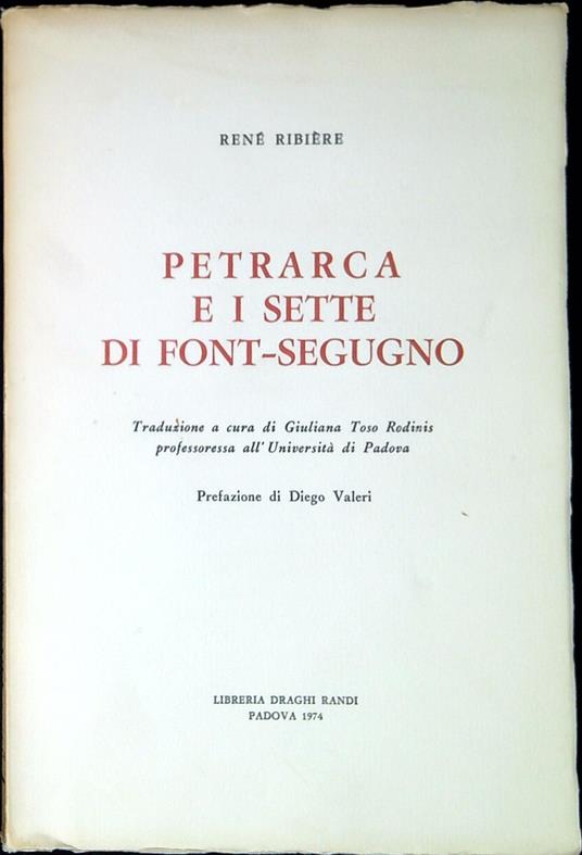 Petrarca e i sette di Font-Segugno - copertina