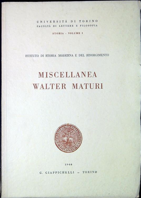 Miscellanea Walter Maturi - copertina
