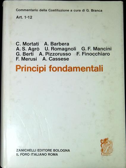 Commentario della Costituzione Art. 1-12: Principi fondamentali - Costantino Mortati - copertina
