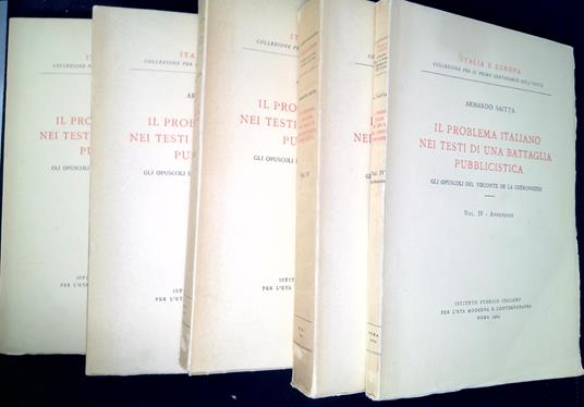 Il problema italiano nei testi di una battaglia pubblicistica : gli opuscoli del visconte de la Gueronniere. Cinque volumi, opera completa - copertina