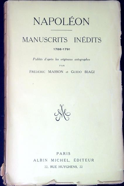 Manuscrits inedits : 1786-1791 - copertina