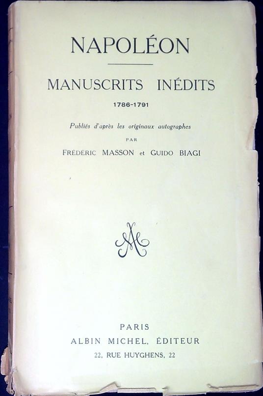 Manuscrits inedits : 1786-1791 - copertina