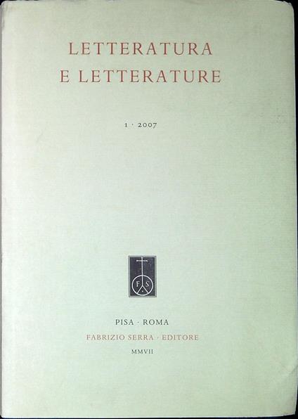 Letteratura e letterature 1 2007 - copertina