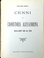 Cenni di cronistoria alessandrina dall'anno 1168 al 1900