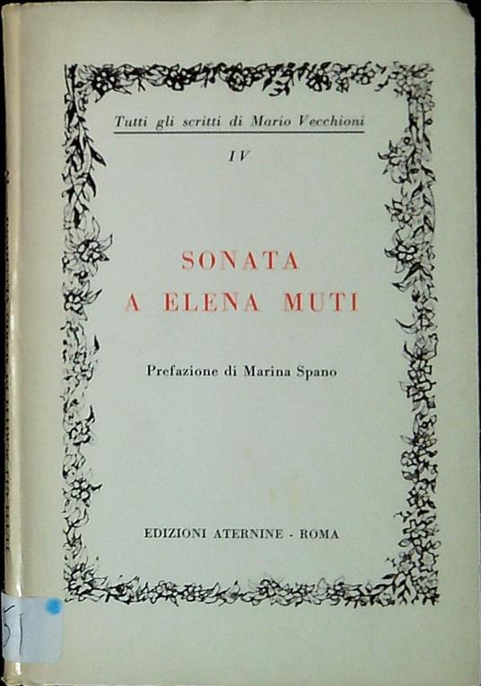 Sonata a Elena Muti - Mario Vecchioni - copertina