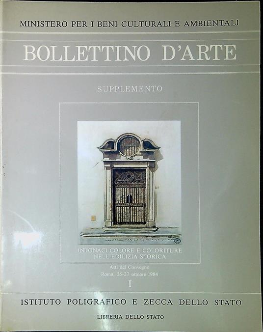 Bollettino d'arte. Supplemento al n. 35-36 Intonaci colore e coloriture nell'edilizia storica - copertina