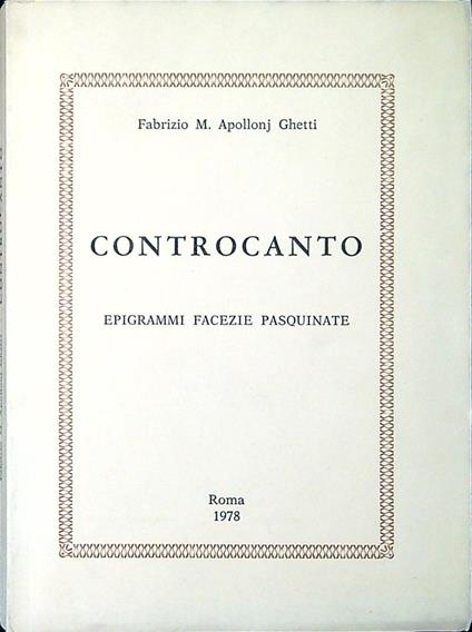 Controcanto : epigrammi facezie pasquinate - copertina