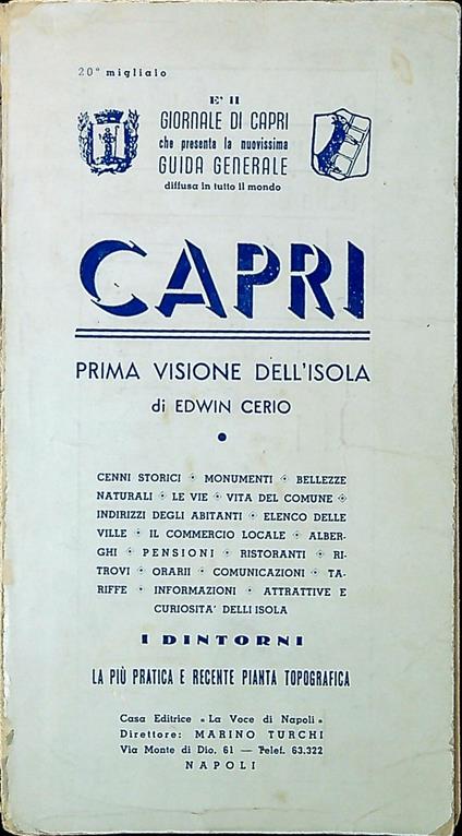 Capri prima visione dell'Isola di Edwin Cerio - copertina