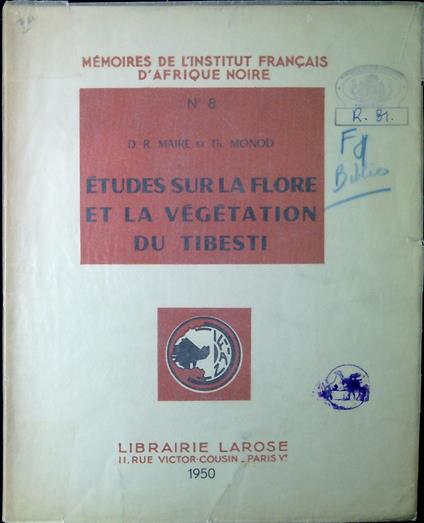 Étude sur la flore et la végétation du Tibesti - copertina