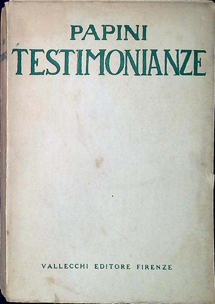 Testimonianze - Giovanni Papini - copertina