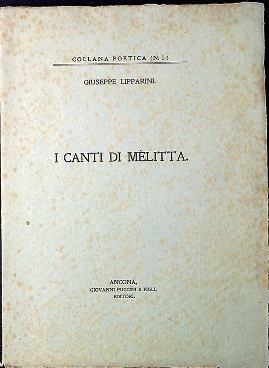 I canti di melitta - copertina
