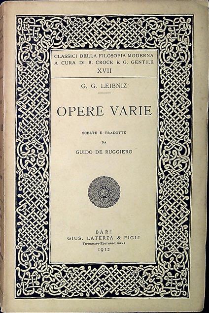 Opere varie - copertina