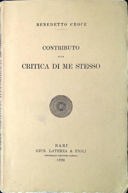 Contributo alla critica di me stesso - copertina