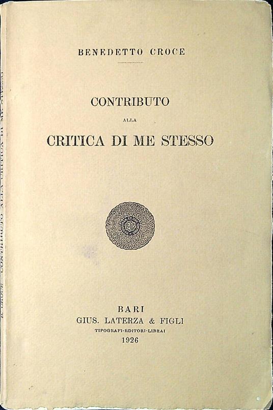 Contributo alla critica di me stesso - copertina