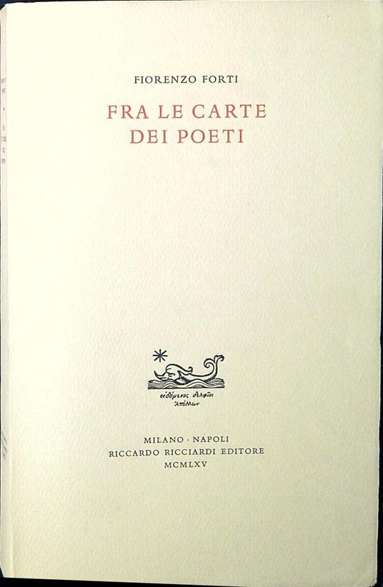 Fra le carte dei poeti - copertina