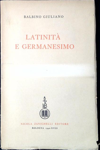 Latinità e germanesimo - copertina