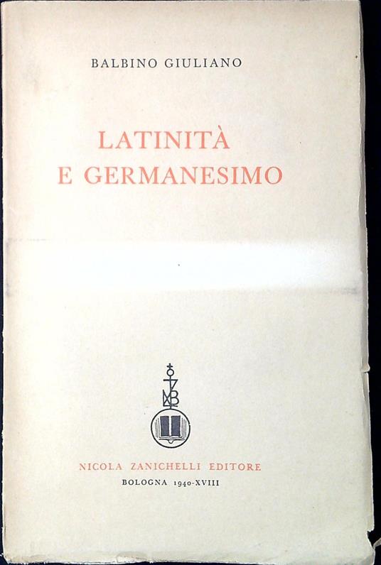 Latinità e germanesimo - copertina