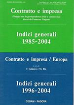 Contratto E Impresa : Indici Generali 1985-2004 Contratto E Impresa Europa:Indici Generali 1996-2004