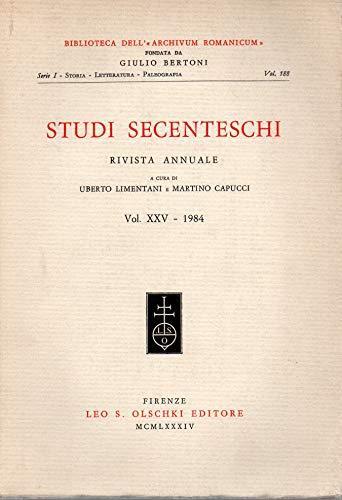 Studi secenteschi - rivista annuale - vol. XXV - 1984 - copertina