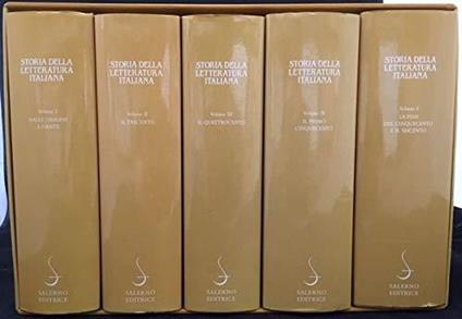 Storia della Letteratura Italiana - Salerno Editrice 1997 Vol 1,2,3,4,5 + cofanetto - Enrico Malato - copertina